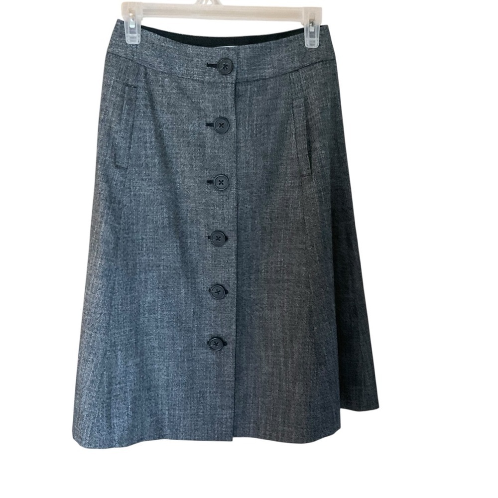 Banana Republic Gray Button Front A-Line Skirt Stretch Size 0